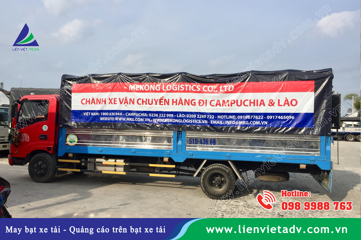 May bạt xe tải - quảng cáo trên bạt xe tải Cty Mekong Logistics